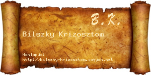 Bilszky Krizosztom névjegykártya